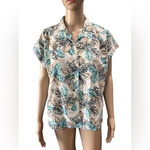 Vintage 80’s 90’s Tropical Leaf Print boxy Women's Top-L